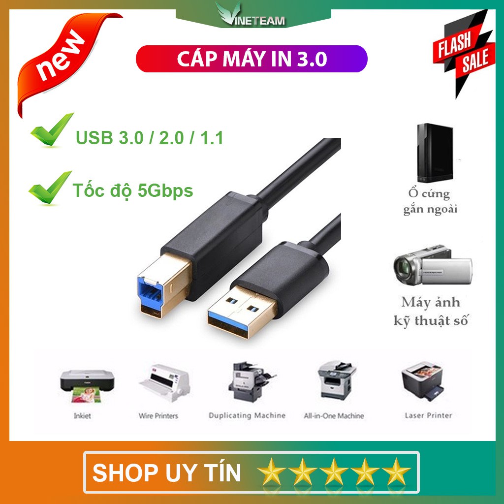 Cáp Chuyển Đổi Tốc Độ Cao Usb 3.0 Type A Sang B Dành Cho Máy In -dc4451