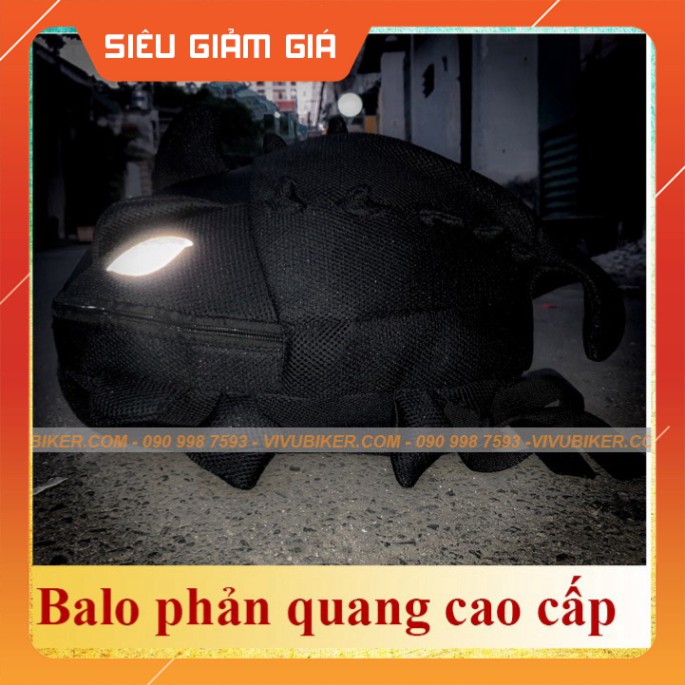 KHO SG- Balo tắc kè màu đen phản quang mắt đựng mũ bảo hiểm loại lưới chống bụi cao cấp - phiên bản mới nhất của balo l