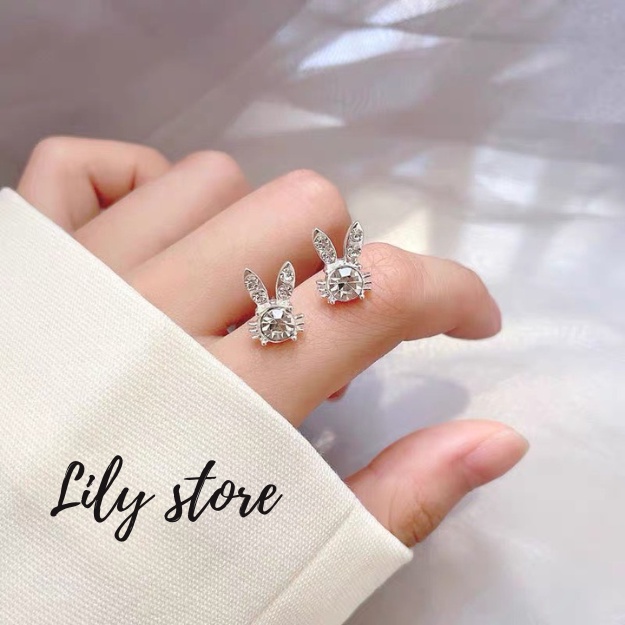 Bông Tai Nữ Nhỏ Hình Thỏ Đáng Yêu Mạ Bạc 925 #M1.4