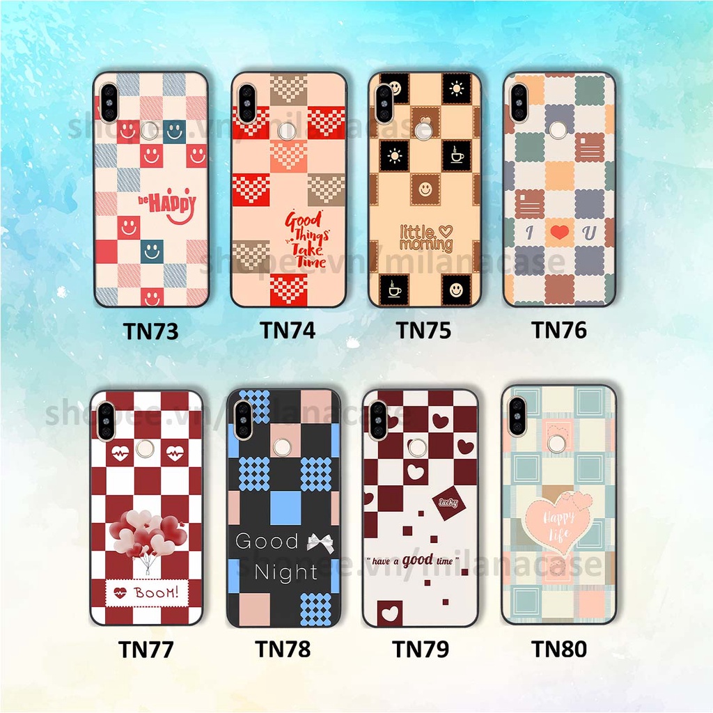 Ốp Xiaomi Mi A2 caro họa tiết nhiều màu sắc siêu đẹp thời trang cá tính
