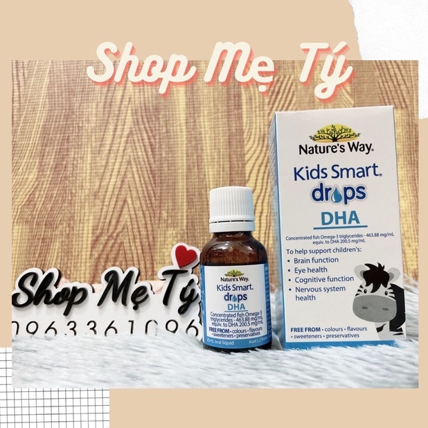 DHA Giọt Nature’s Way Kids Smart Drop DHA 20ml cho bé - Úc cho bé từ 1 tháng Giúp Tăng IQ, Phát Triển Não Bộ Cho Bé