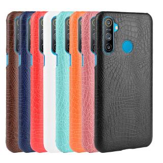 Ốp điện thoại da mềm họa tiết cá sấu có lỗ vân tay cho OPPO Realme C3 / Realme C3i / Realme C3S