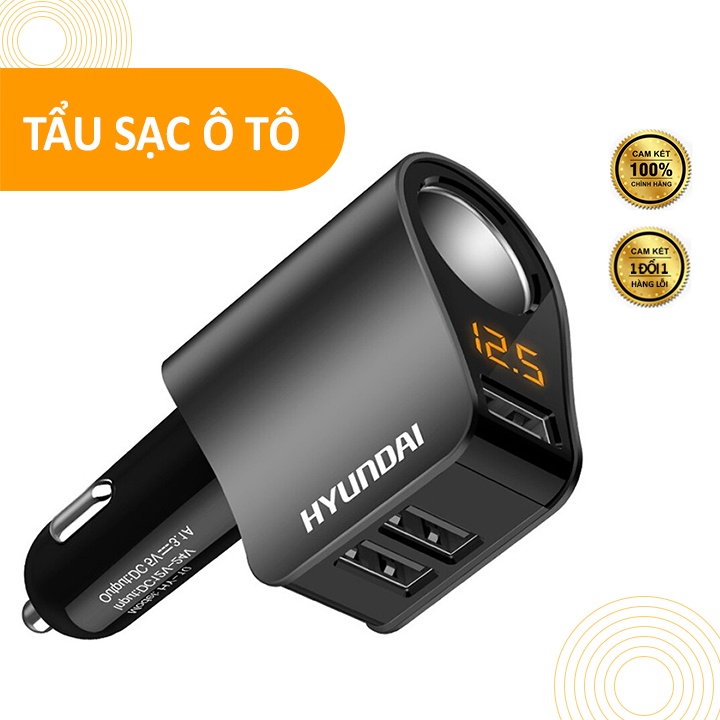 Tẩu sạc ô tô đa năng 3 cổng USB trên ô tô có đèn led hiển thị điện áp, tẩu sạc nhanh điện thoại trên xe hơi