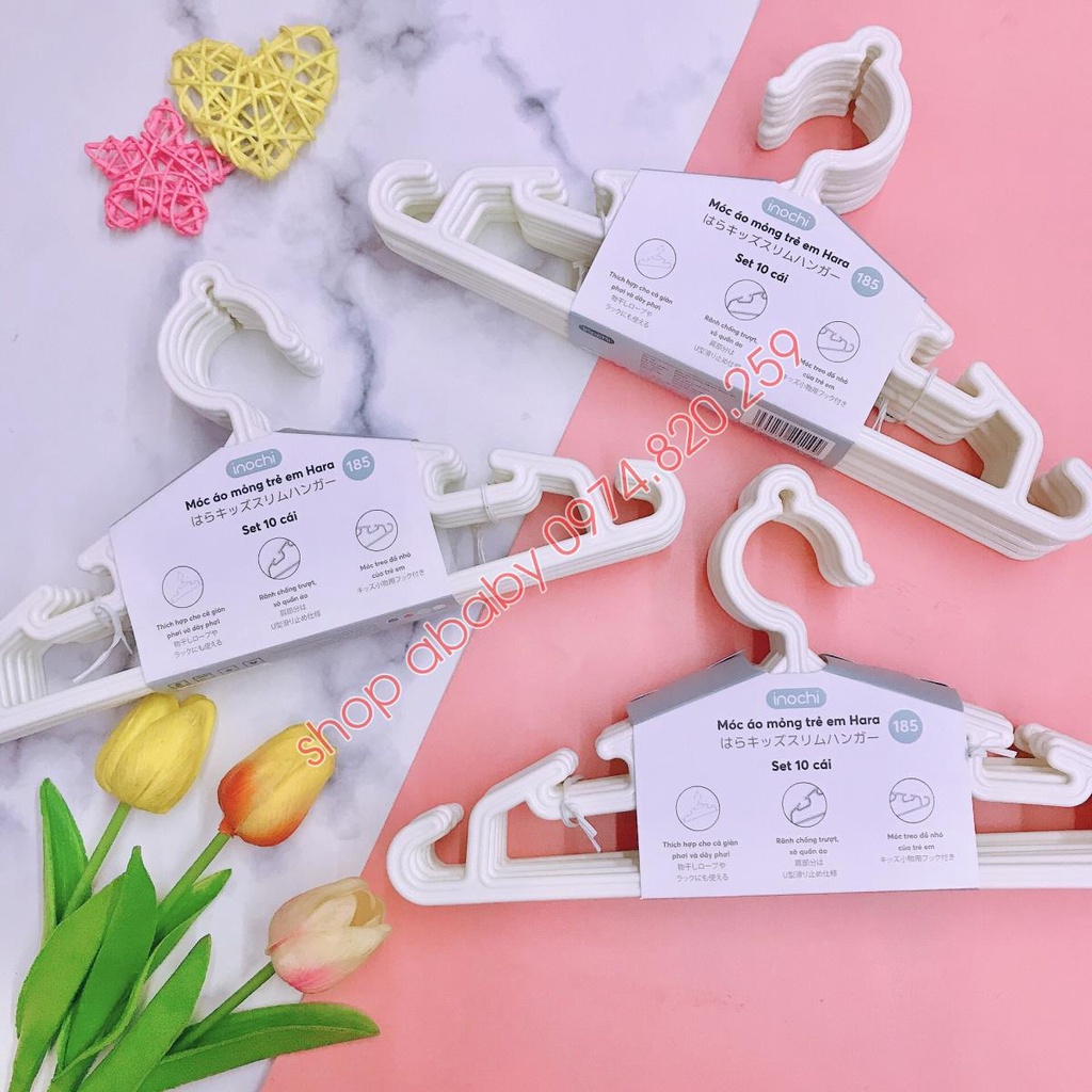 Set 10 móc áo trẻ em inochi đẹp bền an toàn