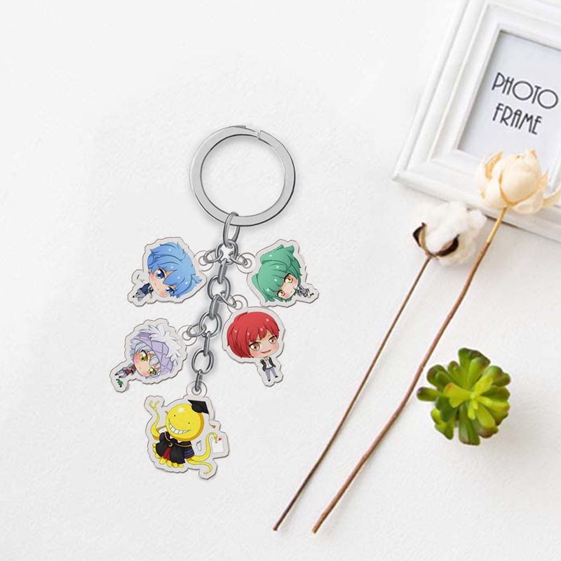 Anime Assassination Classroom Ansatsu Kyoushitsu Koro Sensei Keychain Acrylic Pendant Anime Accessories Cartoon Key Ring-In Key Chains