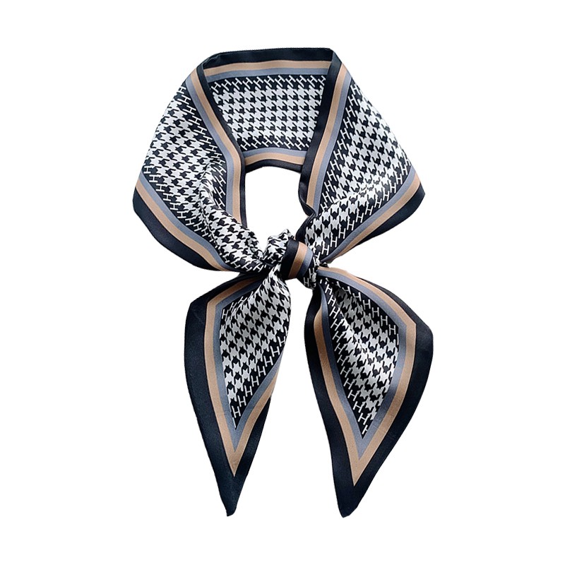 ♥♥Pháp Retro Dải Khăn Nữ Ribbon Ribbon Gắn Gói Ban Nhạc Mùa Xuân Và Mùa Thu, Khăn Quàng Cổ Houndstooth Mùa Hè Khăn Quàng