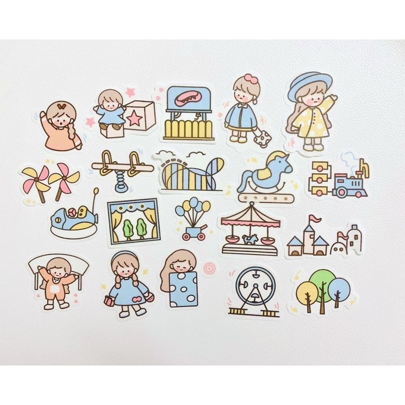 Túi 40 Sticker Cô Gái - Sticker Washi in Hình Cô Gái Dễ Thương