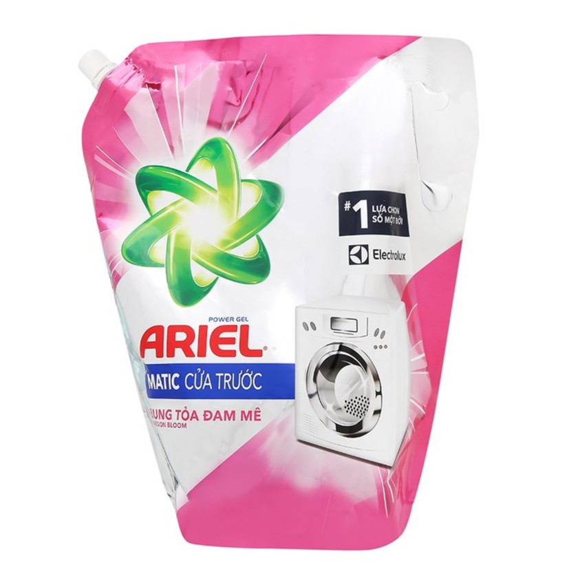 Nước giặt Ariel Matic cửa trước bung toả đam mê túi 2.15kg