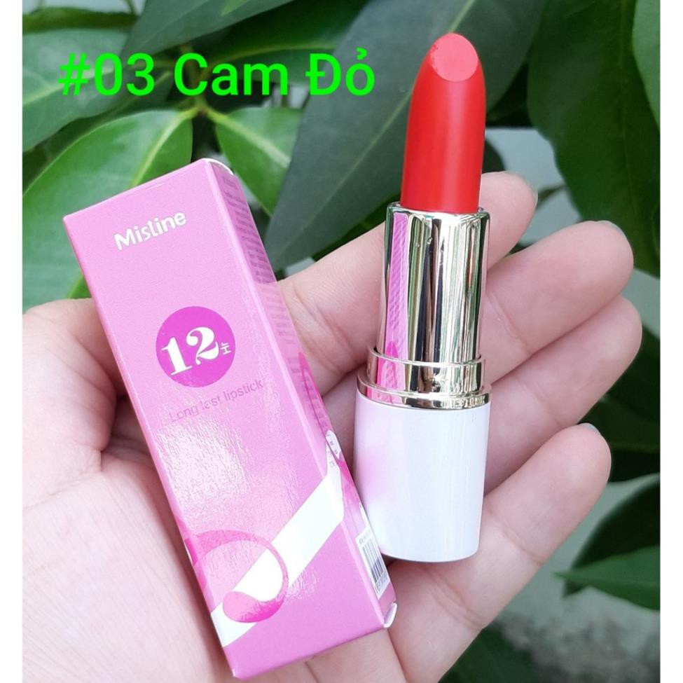 Son môi siêu Lỳ 12 giờ Mistine # 03 Màu Cam Đỏ – Thái Lan ྇