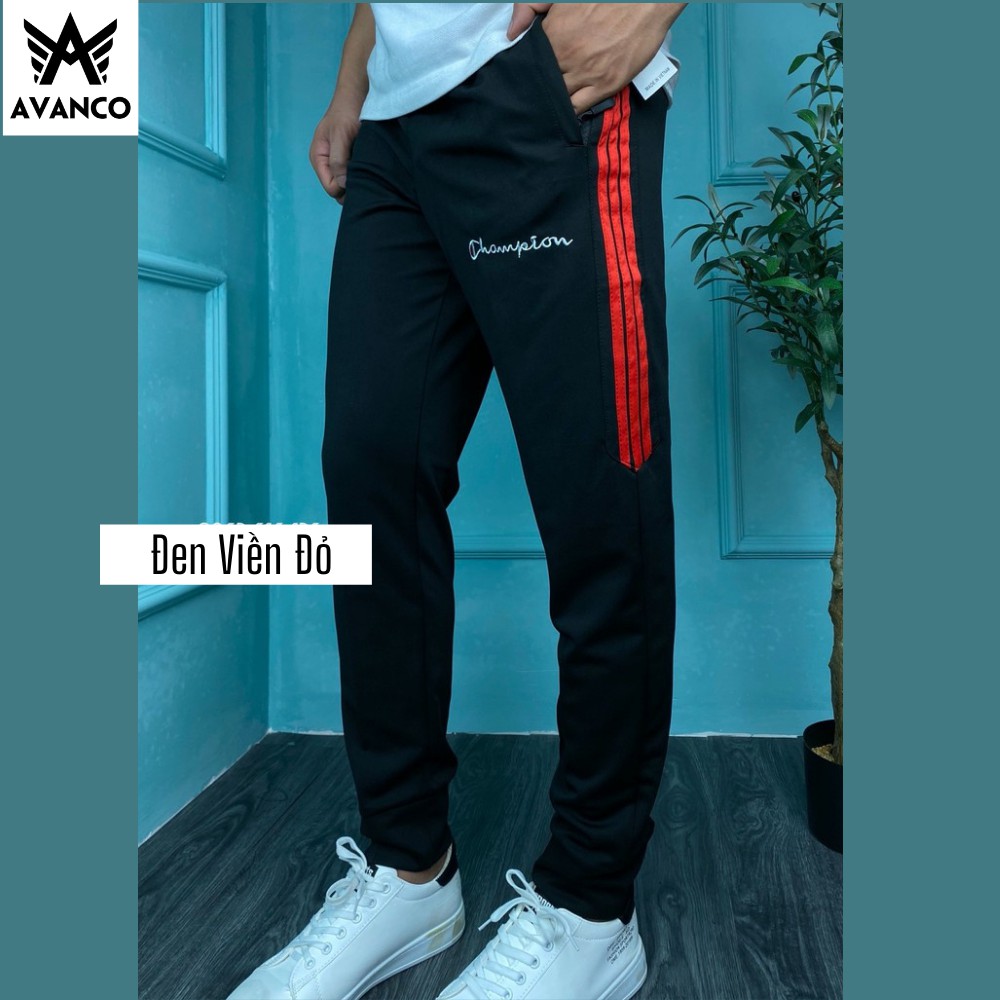 Quần jogger thun thể thao nam CHAMPION chất nỉ dày dặn 3 sọc lửng Avanco, Q80 | BigBuy360 - bigbuy360.vn
