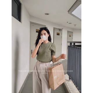 Áo LEN ĐŨA CỘC TAY cổ tròn basic ( Ảnh thật )