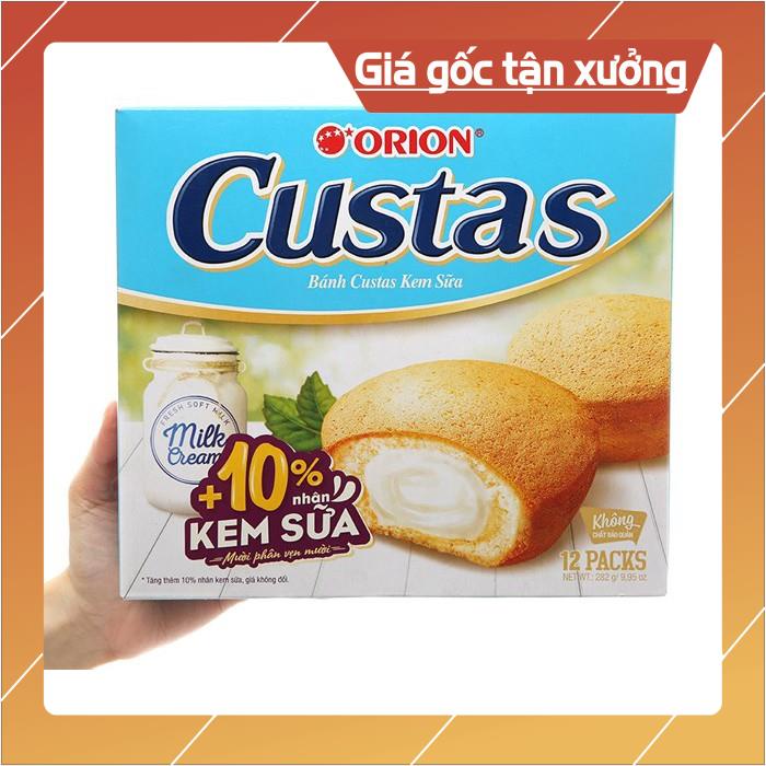 [ICLN9 giảm 5K cho đơn hàng 50k]  Bánh Custas Orion Kem Sữa hộp 12 cái 282g