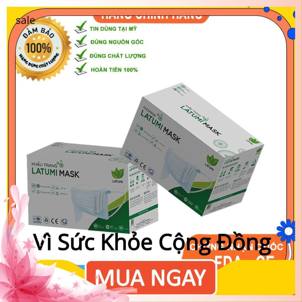 1 Hộp Khẩu Trang Y Tế 4 Lớp Lọc Khuẩn LATUMI 50 Cái / Hộp Chính Hãng Đạt Tiêu Chuẩn Quốc Tế Xuất Khẩu doradoraaa
