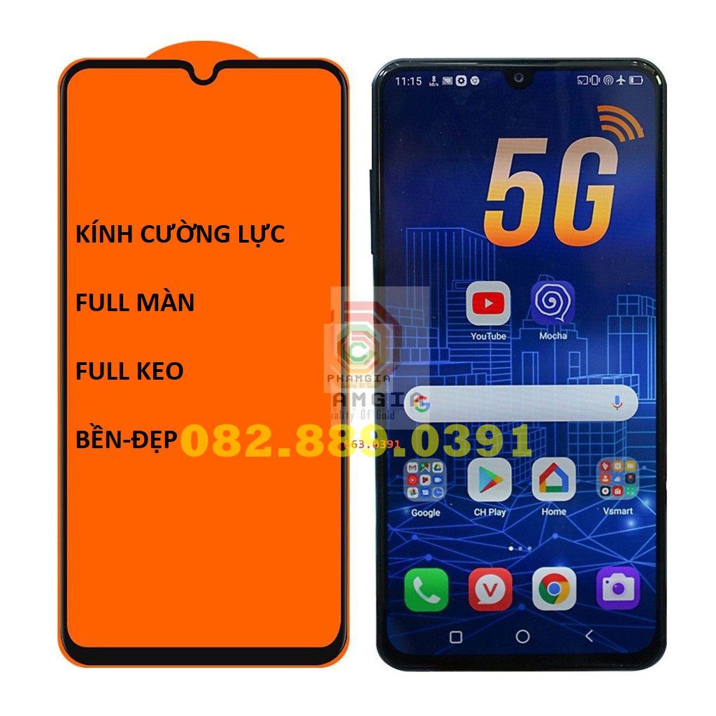 Kính cường lực full màn hình Vmart Aris / vsmart Aris pro full keo, không chấm liti
