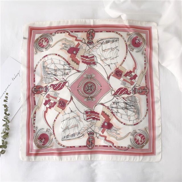 Khăn turban lụa vuông choàng cổ size 70x70cm thanh lịch phong cách nữ tính đa năng dùng làm áo yếm in hoạ tiết