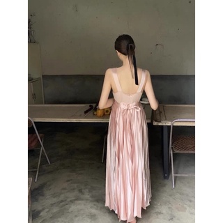 Đầm lụa xếp ly cổ V Wabisabi N2005