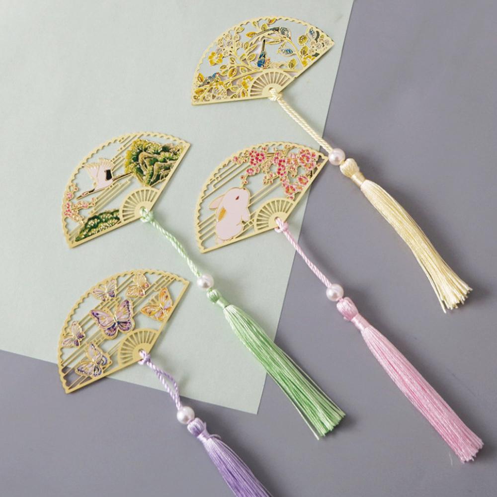 UUMIR Thẻ Đánh Dấu Trang Sách Bằng Đồng Thau Họa Tiết Hoa Và Chim Hạc Kiểu Retro Trung