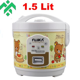 Nồi cơm điện 1.5l fujika fj-nc1505 có xửng hấp, họa tiết gấu hoặc hoa sen