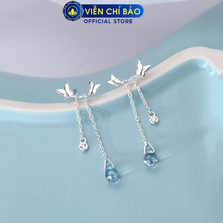 Bông tai bạc nữ cánh bướm giọt nước chất liệu bạc 925 thời trang phụ kiện trang sức Viễn Chí Bảo B400454
