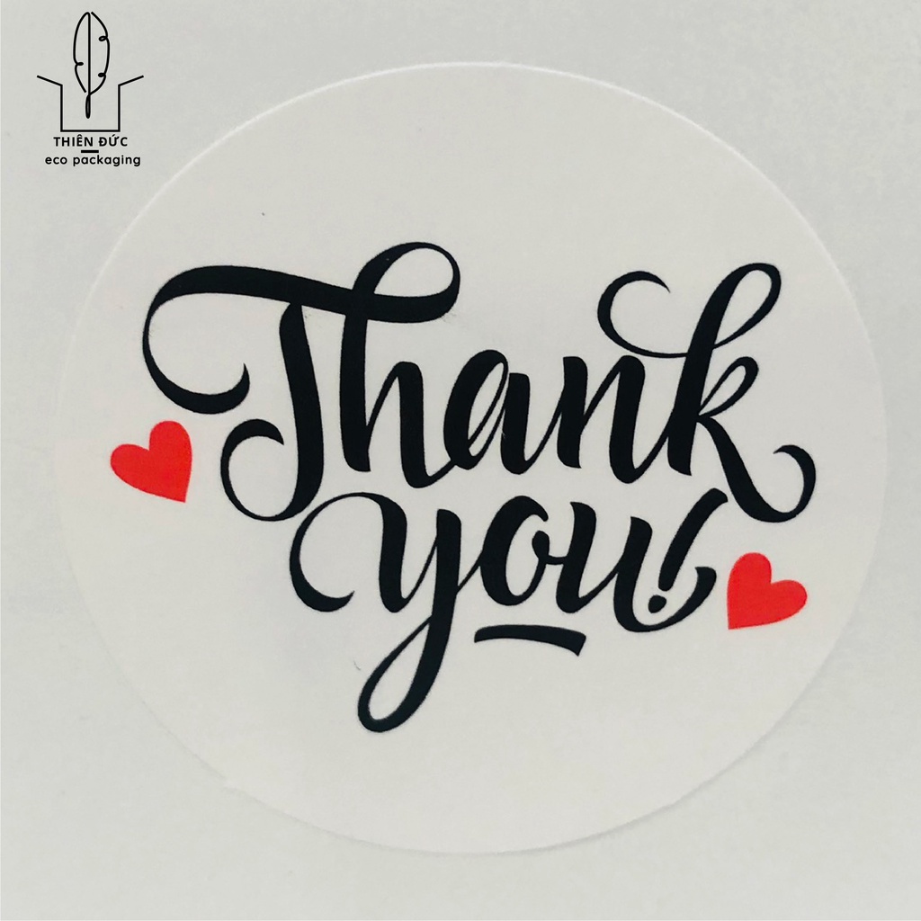 Combo 300 tem thank you 35mm cuộn nhãn dán sticker cảm ơn khách hàng