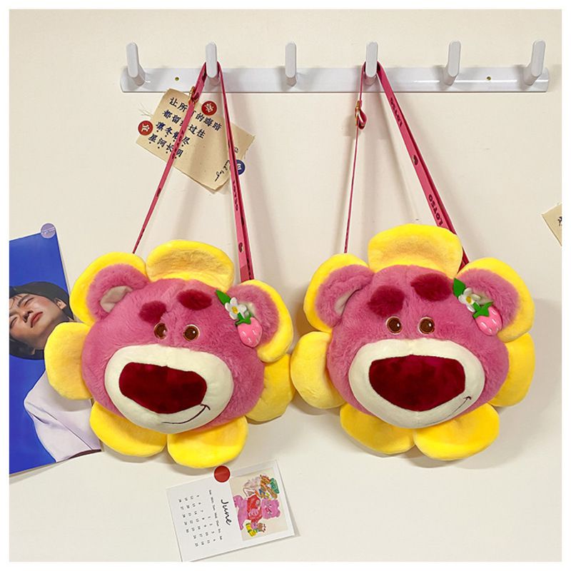 Túi đeo vai chủ đề hoạt hình Toy Story 3 Lotso Bear vải lông nhung kiểu dáng hoa hướng dương thích hợp làm quà tặng