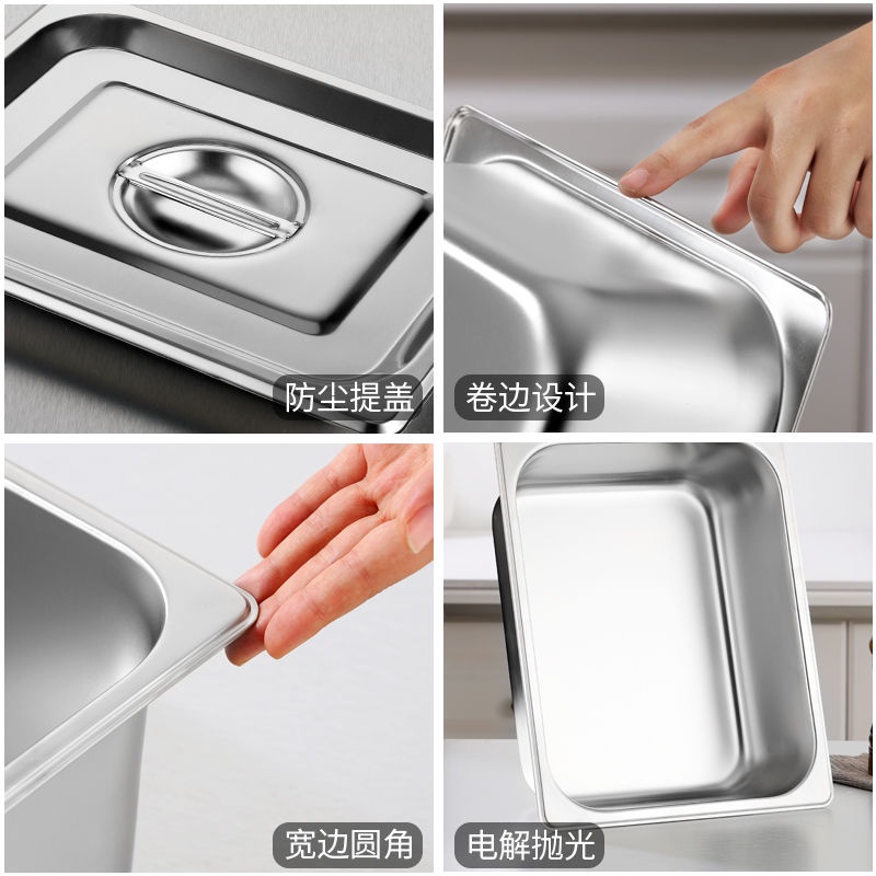 Khay Đựng Thức Ăn Bằng Thép Không Gỉ Có Nắp Đậy Tiện Dụng Cho Nhà Hàng