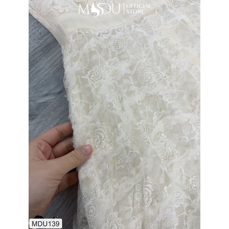 Đầm ren nữ dáng xòe tay bồng tiểu thư trắng MDU139 - THỜI TRANG THIẾT KẾ MDU