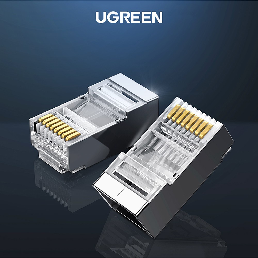 Đầu bấm mạng RJ45 UGREEN NW111 cho dây CAT6, bọc inox chống nhiễu - Hàng phân phối chính hãng - Bảo hành 18 tháng