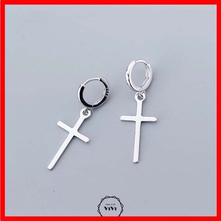Bông tai bạc khuyên tròn Thánh Giá Jeaz – Khuyên tai ViVi_Gift