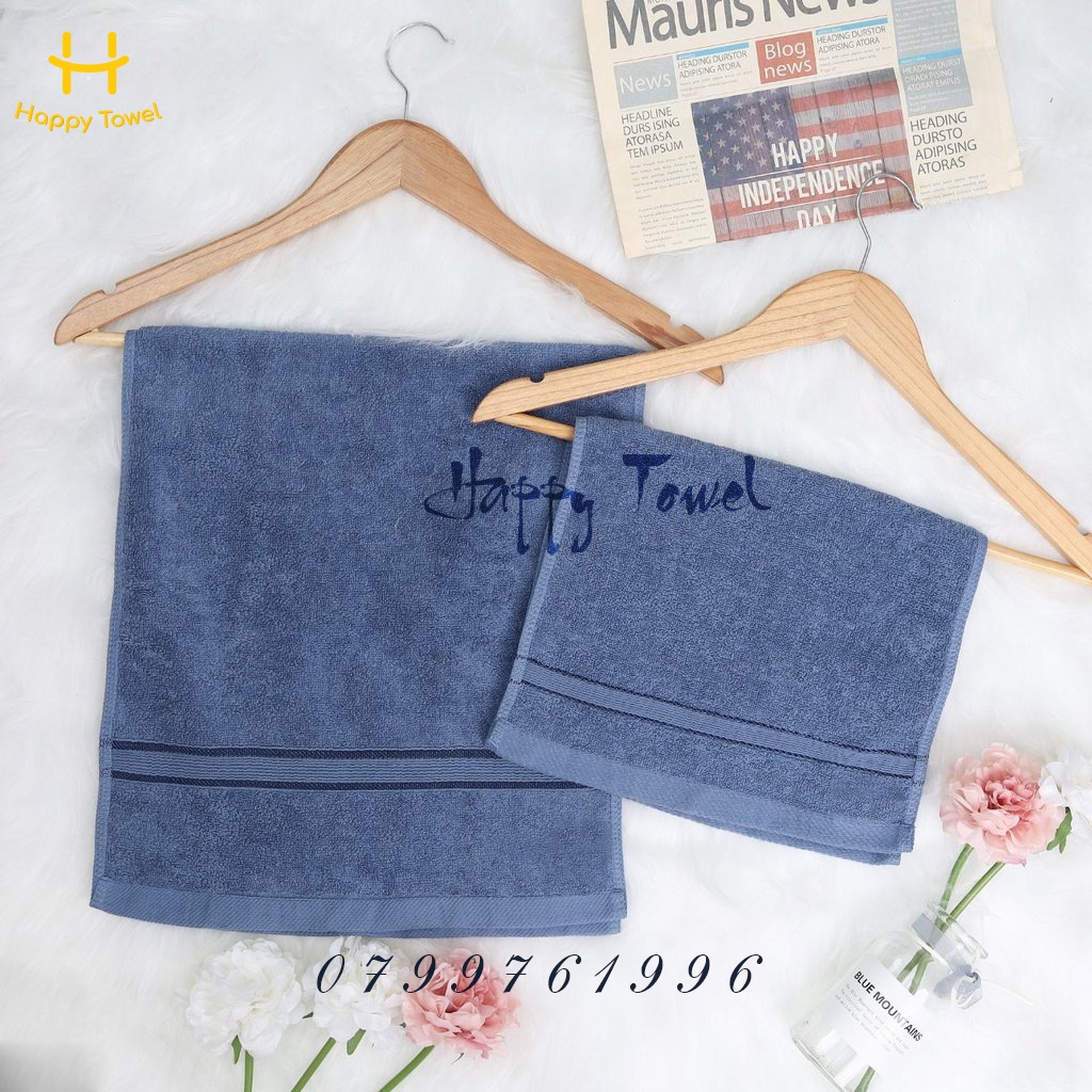 Khăn gội đầu 40x80cm Happy Towel hàng xuất khẩu loại 1 - 100% cotton không xù