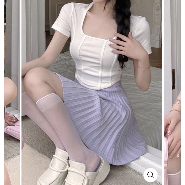 Áo croptop tay ngắn bigsize 55-90kg, áo thun kiểu croptop bigsize kimfashion AT15