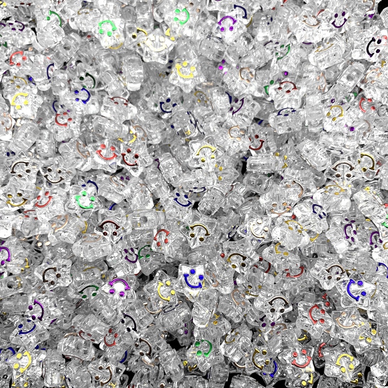 Bộ 50 Hạt Nhựa 12mm Hình Ngôi Sao Mặt Cười Dùng Làm Trang Sức