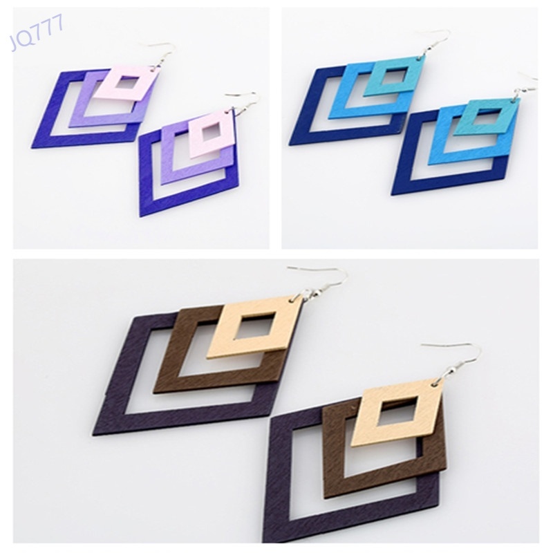 Thời Trang Khuyên Tai Gỗ Nhiều Lớp Thiết Kế Độc Đáo