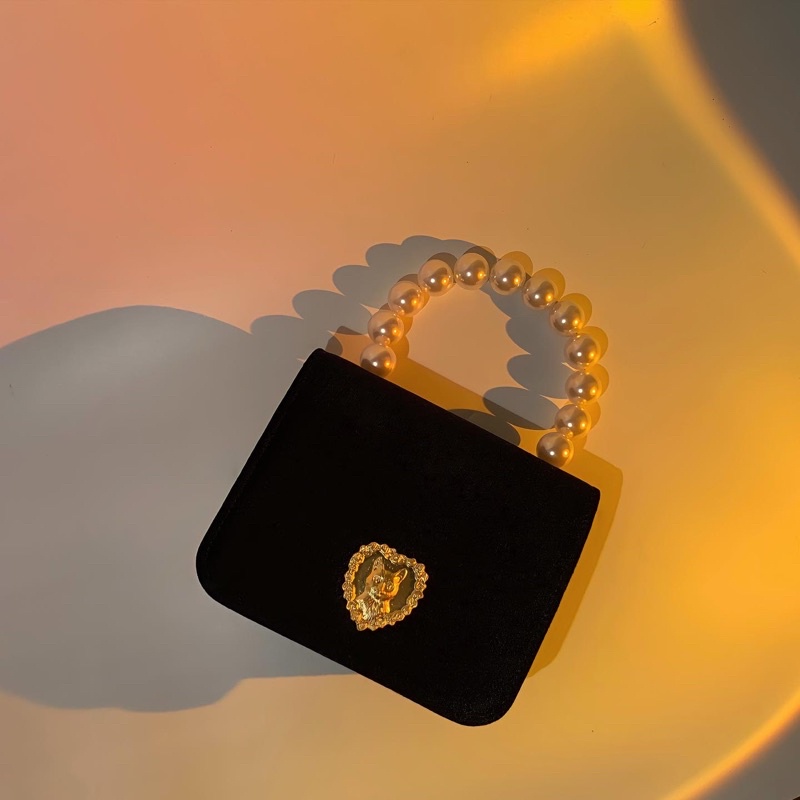 The Kat mini - Túi xách nhung retro quai hạt trai