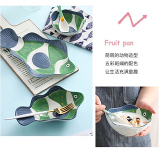 Bộ bát đĩa ăn dặm hình cá bằng gốm (chọn mẫu)