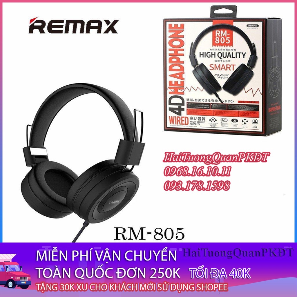 Tai nghe chụp tai có dây Remax RM-805 chính hãng
