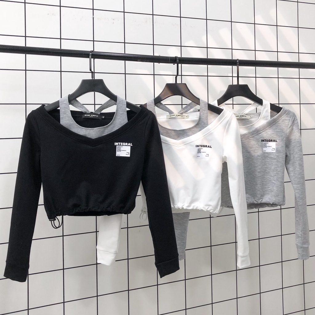 Áo Croptop Nữ Dài Tay Shi Vải Thun Da Cá Tici Phong Cách Ulzzang - Tuni Store