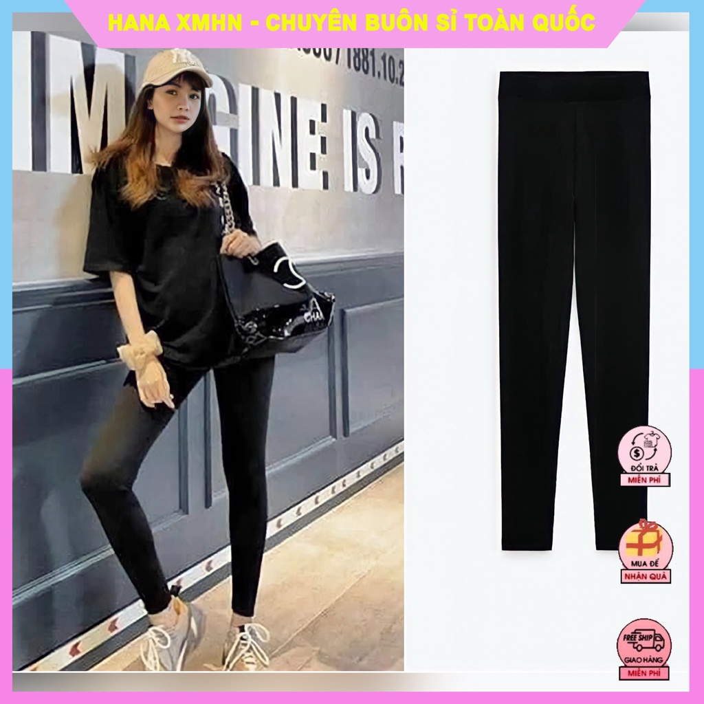 Legging Nữ Dáng Dài Ôm Chấn, Quần Nữ Co Dãn 4 Chiều Mix Áo Sơ Mi Siêu Thoải Mái