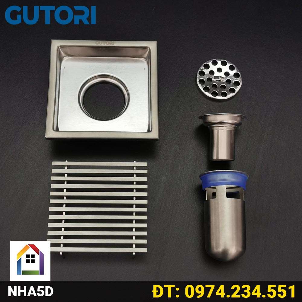 Phễu thoát sàn ngăn mùi 11x11cm Gutori DS1103B - Thoát sàn Inox su304