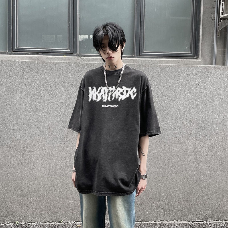 Áo Thun Tay Ngắn Dáng Rộng In Chữ Phong Cách retro Âu Mỹ Thời Trang Cho Cặp Đôi