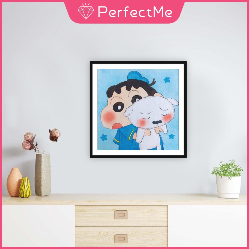 Bộ tranh đính đá 5D họa tiết cậu bé bút chì độc đáo kích thước 30x30cm