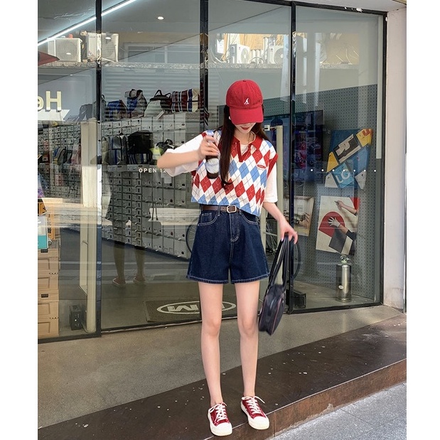 LALISAS Áo Dệt Kim Không Tay Dáng Rộng Phong Cách Thời Trang Hàn Quốc