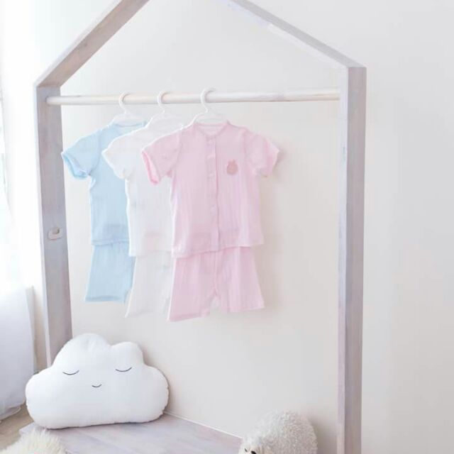 Bộ cài cúc thẳng vải organic Little love