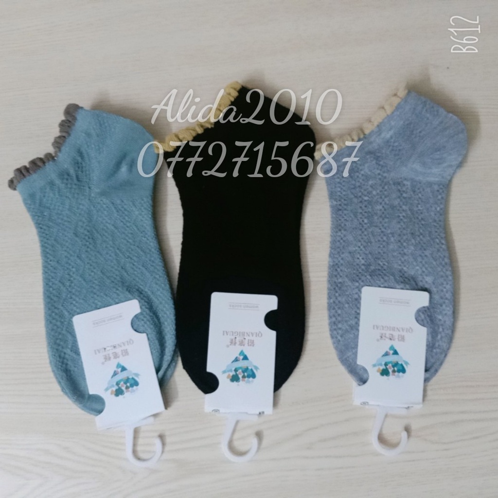 tất nữ cổ ngắn nhún bèo vớ nữ họa tiết gân siêu xinh chất len tăm co giãn dày dặn hàng loại 1 alida2010