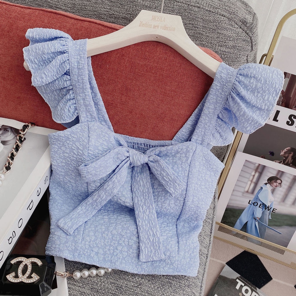 Áo Không Tay Phối Bèo Màu Trơn Thời Trang Mùa Hè Dành Cho Nữ