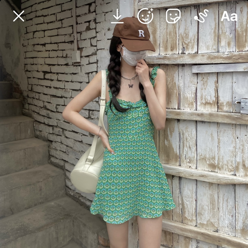 Đầm Hoa Hai Dây Phong Cách Retro Xinh Xắn Cho Nữ | BigBuy360 - bigbuy360.vn