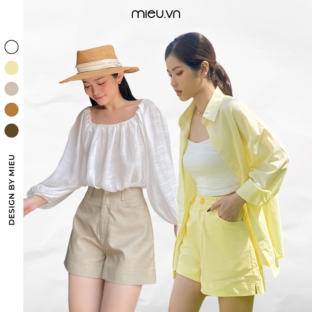 [Mã SKAMFSW175 giảm 10K đơn 50K] Quần short kaki lưng cao MIEU - HA01