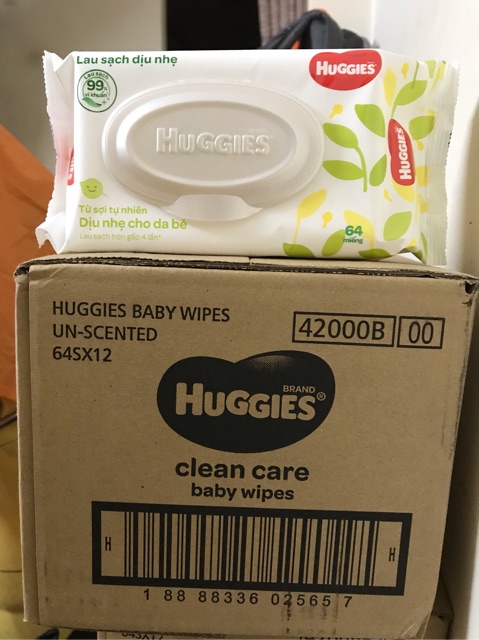 Combo 12 gói khăn ướt không mùi Huggies 64 tờ