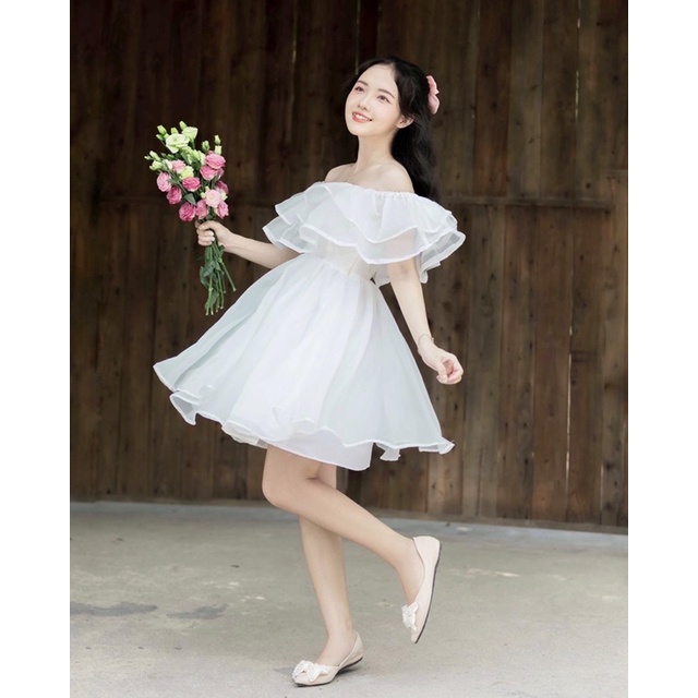 Đầm trễ vai voan bèo nhún - EMMA DRESS - CARROT FARM