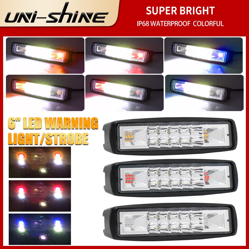UNI-SHINE 6inch 48W Strobe Flash Work Light Led Light Bar For Offroad Atv Jeep Suv Moto Car LED Light Bar